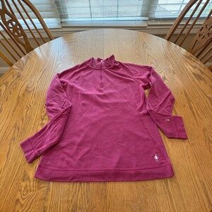 Smartwool 250 1/4 Zip Base Layer Size L VGUC Pullover Shirt Pink